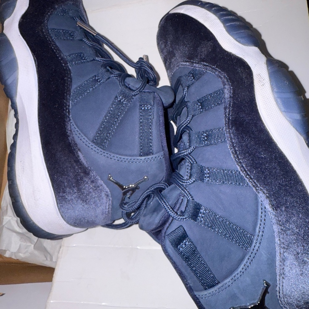Jordan Midnight Navy and Metallic Silver Sneakers